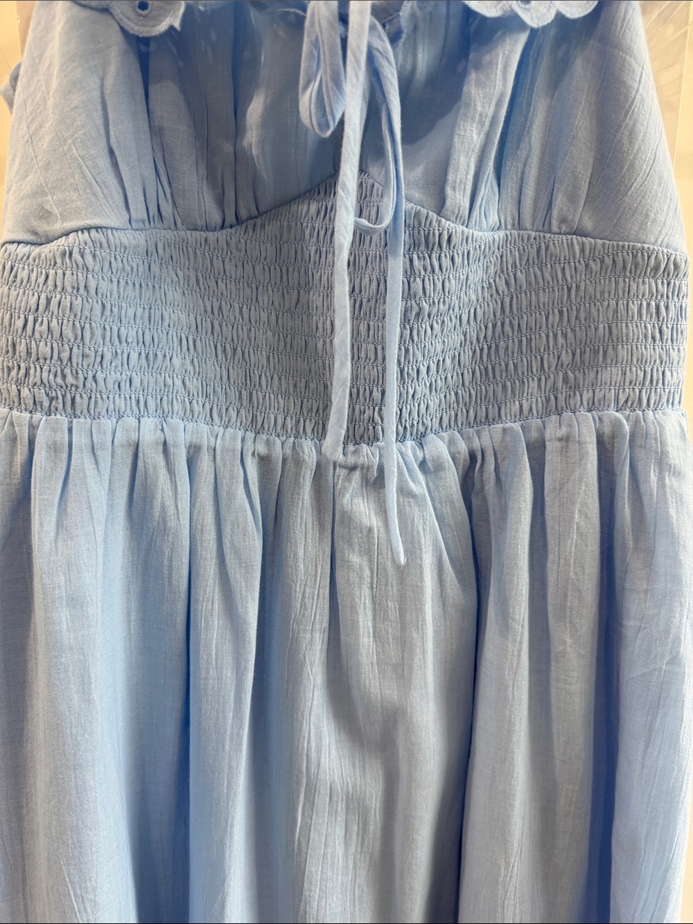 Light Blue Sundress with Eyelet Ruffle - Picture 5 of 7